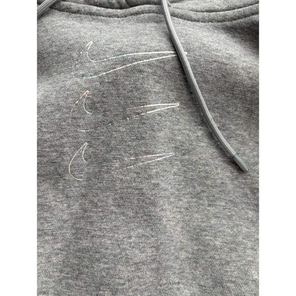 Nike Gray Hoodie Pullover Silver Accents Athleisure Sweatshirt Women's M - Picture 2 of 7